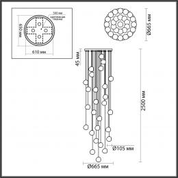 Odeon light 5085/120L L-VISION ODL25 золото/прозрачный/металл/акрил Люстра каскадная LED 120W 4000K 5500Лм JEMSTONE  - 2 купить